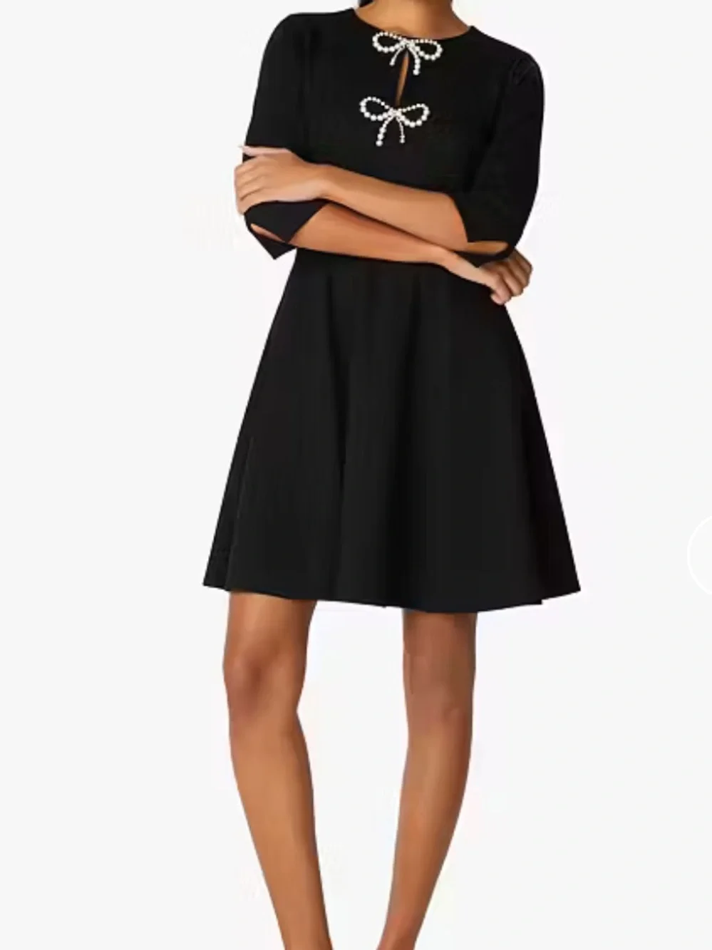 NEW Kate Spade Pearl Bow Ponte Dress in Black